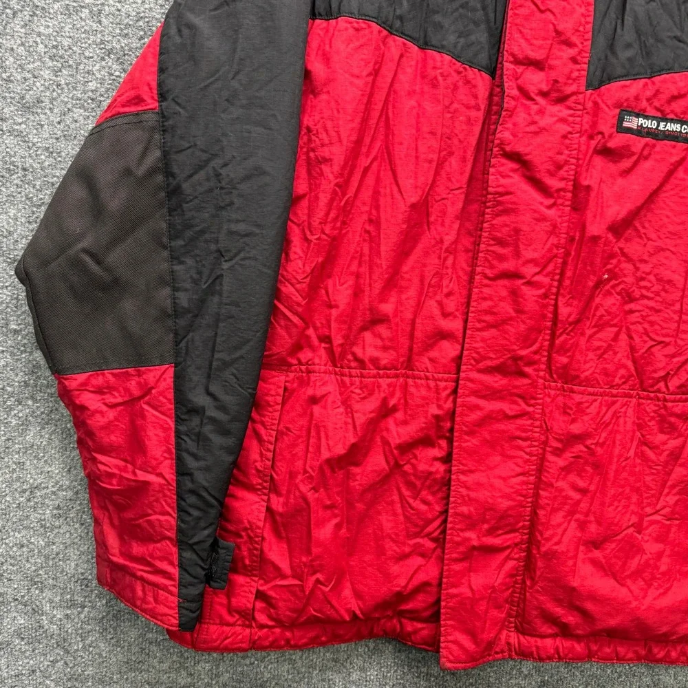 Polo Jeans Co Ralph Lauren Jacket Mens‎ L Red Heavyweight Fleece Lined Outdoor
